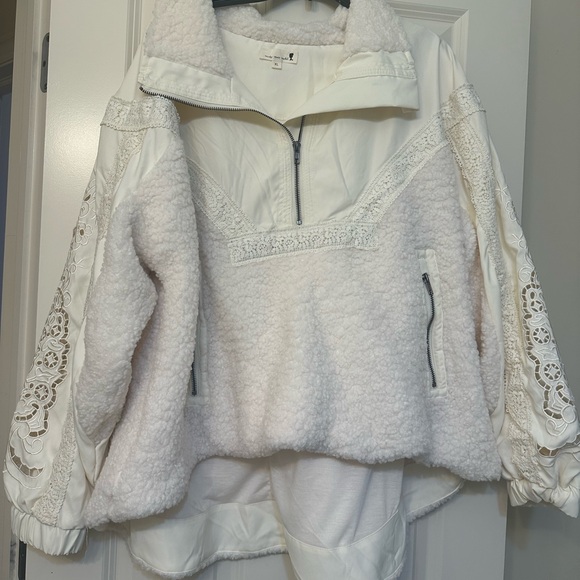 NWT Mindy Mae’s Market off-white lace quarter zip fleece XL - Hold Me Closer - Picture 3 of 5